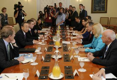President of the Republic of Slovenia, Dr Danilo T�rk, receives Secretary-General of the United Nations, Ban Ki-moon (photo: Neboj�a Teji�/STA)