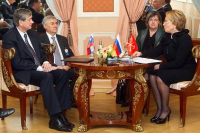 President Dr Danilo T�rk meets with St. Petersburg's Mayor and Governor, Valentina Matviyenko (Photo: Stanko Gruden/STA)