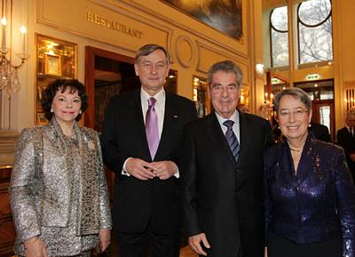 President of Slovenia, Dr Danilo T�rk, and his wife, Barbara Mikli� T�rk, attend the New Year's concert of Vienna Philharmonics at the invitation of President of Austria Heinz Fischer and his wife, Margit Fischer (photo: Helga Nessler/pictures born)