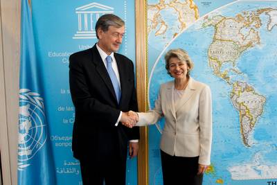 The President of the Republic of Slovenia Dr. Danilo T�rk meets the Director-General of the United Nations Educational, Scientific and Cultural Organization (UNESCO) Dr. Irina Bokova (photo: Stanko Gruden/STA)