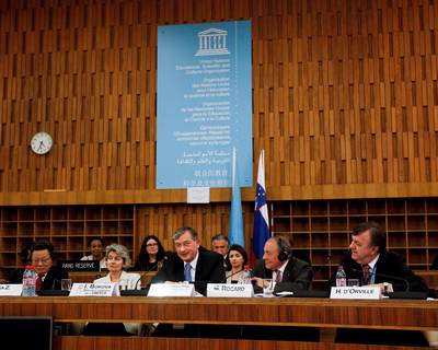 The President of the Republic of Slovenia Dr. Danilo Trk takes part in the UNESCO Future Forum (photo: Stanko Gruden/STA)