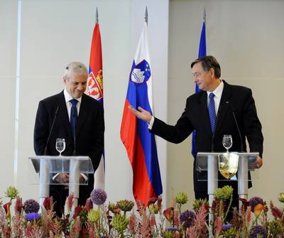 The President of Slovenia, Dr Danilo T�rk, receives the President of Serbia, Boris Tadi� (FA BOBO)
