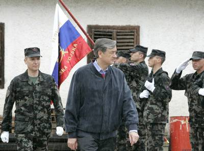 President of the Republic of Slovenia and Commander-in-Chief of the Slovenian Armed Forces, Dr Danilo Trk, attends the training of members of the 14th Slovenian ISAF Mission Contingent prior to their secondment to the ISAF operation in Afghanistan (photo: Tina Kosec/STA)