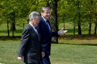 President of the Republic of Slovenia, Dr Danilo T�rk, recieves the Federal President of the Republic of Austria, Dr Heinz Fischer (photo: Stanko Gruden/STA)