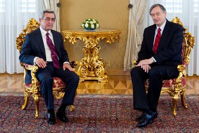 President of the Republic of Slovenia Dr Danilo T�rk receives President of the Republic of Armenia Serzh Sargsyan (photo: Stanko Gruden/STA)