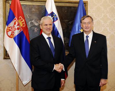 The President of Slovenia, Dr Danilo T�rk, receives the President of Serbia, Boris Tadi� (FA BOBO) 