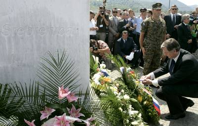 Slovenian President Dr Danilo Trk attends the ceremony of mourning to commemorate the 15th anniversary of the Srebrenica genocide (photo: Tina Kosec/STA)