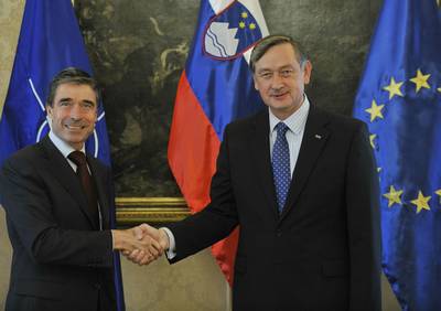 The President of the Republic of Slovenia, Dr Danilo Trk, receives NATO Secretary General, Anders Fogh Rasmussen (FA BOBO)