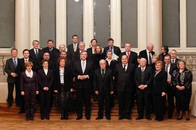 The President of the Republic of Slovenia, Dr Danilo Trk, receives representatives of the Slovenian national communities from Austria, Croatia, Italy and Hungary to mark the Slovenian Cultural Holiday (photo: Stanko Gruden/STA)