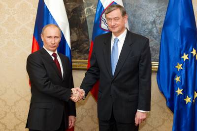The President of the Republic of Slovenia, Dr Danilo T�rk, receives the Russian Prime Minister, Vladimir Putin (photo: Daniel Novakovi�/STA)