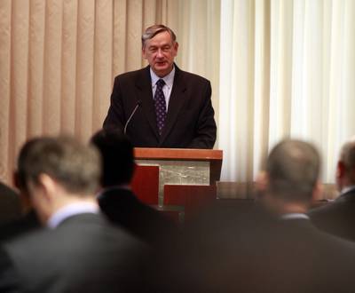 President of the Republic of Slovenia, Danilo Trk, attends the 7th Convention of the Automotive Cluster of Slovenia (ACS) (photo: Tina Kosec/STA)