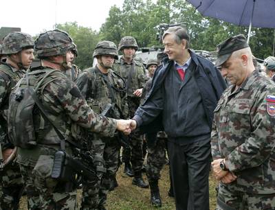 President of the Republic of Slovenia and Commander-in-Chief of the Slovenian Armed Forces, Dr Danilo Trk, attends the training of members of the 14th Slovenian ISAF Mission Contingent prior to their secondment to the ISAF operation in Afghanistan (photo: Tina Kosec/STA)