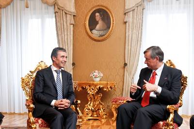 President of the Republic of Slovenia, Dr Danilo Trk, receives the Secretary General of NATO, Anders Fogh Rasmussen (photo: Stanko Gruden/STA)