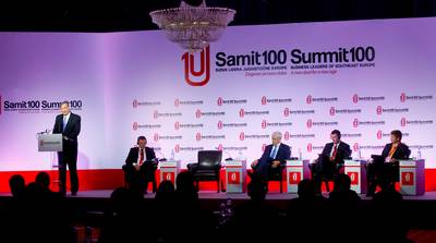 The President of the Republic of Slovenia, Dr Danilo T�rk, attends the regional conference Summit of 100 Business Leaders of South-East Europe (photo: Stanko Gruden/STA)