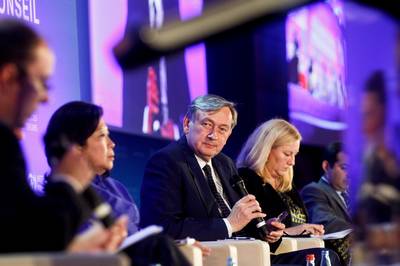 The President of the Republic of Slovenia, Dr Danilo T�rk, participates in a panel discussion of the Organisation for Economic Co-operation and Development (OECD) 50th Anniversary Forum, entitled “Bringing people back to work” (photo: Stanko Gruden/STA)
