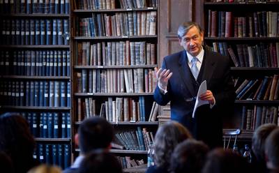 President Dr Danilo T�rk visited the prestigious British university society, the Oxford Union, where he gave a lecture entitled “What kind of United Nations for the 21st century?” (Photo: Stanko Gruden/STA)