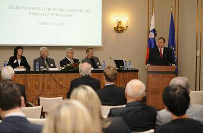The President of the Republic, Dr. Danilo Trk attended the scientific conference dedicated to the 35th anniversary of the Treaty of Osimo (photo: Neboja Teji/STA)