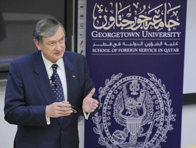 Dr Danilo Trk gives a lecture on "Democracy, Human Rights and Dialogue between Civilisations" at Georgetown University – Qatar (FA BOBO)