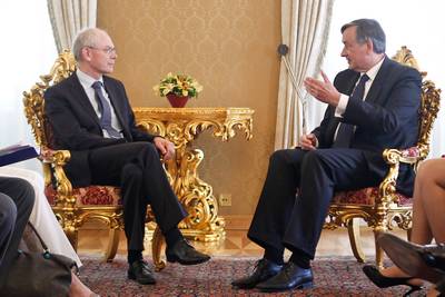 The President of the Republic of Slovenia, Danilo T�rk, receives the President of the European Council, Herman Van Rompuy (photo: Stanko Gruden/STA)