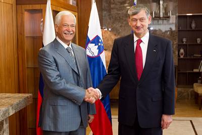 The President of the Republic of Slovenia, Dr Danilo T�rk, receives the Speaker of the State Duma of the Federal Assembly of the Russian Federation, Boris Gryzlov (photo: Stanko Gruden/STA)