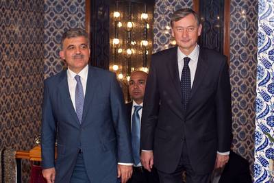 The President of the Republic of Slovenia, Dr Danilo Trk, meets the President of the Republic of Turkey, Abdullah Gl (photo: Stanko Gruden/STA)