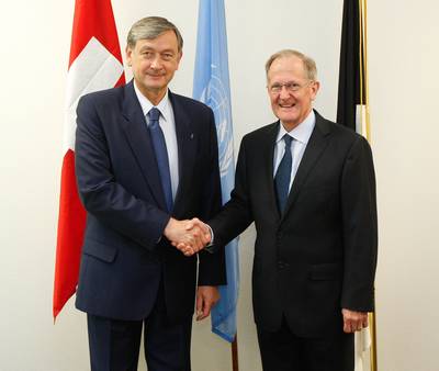 The President of the Republic of Slovenia Dr. Danilo Trk meets the President of the Sixty-fifth Session of the General Assembly of the United Nations, Dr. Joseph Deiss (photo: Stanko Gruden/STA)