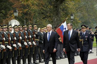 The President of Slovenia, Dr Danilo T�rk, receives the President of Serbia, Boris Tadi� (FA BOBO) 