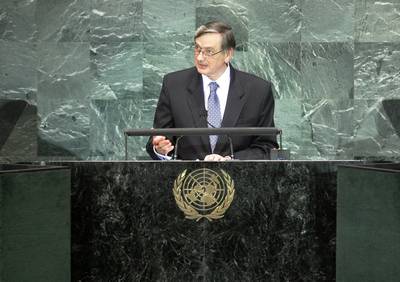 The President of the Republic of Slovenia Dr. Danilo T�rk made a speech at the UN’s High-Level Plenary Meeting of the General Assembly on implementation of Millennium Development Goals (photo: Stanko Gruden/STA)
