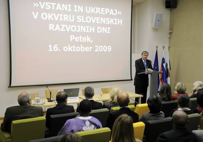 The President of the Republic of Slovenia, Dr Danilo Trk, attends the opening of the "Stand Up and Take Action" event within the framework of the Slovenian Development Days (FA BOBO)