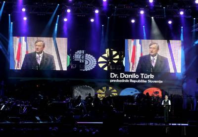 President of Slovenia, Dr Danilo T�rk, attends the European Capital of Culture 2012 opening ceremony (photo: Daniel Novakovi�/STA)
