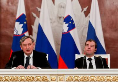 President of the Russian Federation, Dr Dmitry Medvedev, received the President of the Republic of Slovenia, Dr Danilo T�rk (photo: Stanko Gruden/STA)