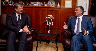 The President of the Republic of Slovenia, Dr Danilo Trk, meets the President of the Republic of Turkey, Abdullah Gl (photo: Stanko Gruden/STA)
