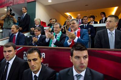 The President of the Republic of Slovenia, Dr Danilo Trk, and the President of the Republic of Turkey, Abdullah Gl, attend the World Championship quarter-final basketball match between Slovenia and Turkey (photo: Stanko Gruden/STA)