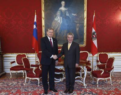 President of the Republic of Slovenia, Dr Danilo Trk, meets President of the Republic of Austria, Dr Heinz Fischer (photo: Stanko Gruden/STA)