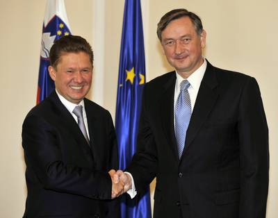 The President of the Republic of Slovenia, Dr Danilo Trk, receives Dr Alexei Miller, chief executive officer of Russia’s Gazprom (FA BOBO)