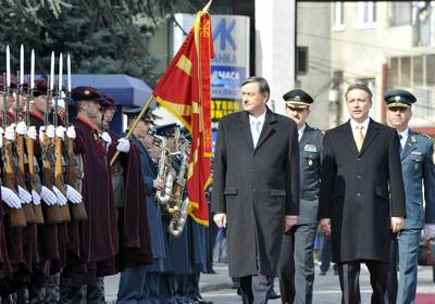 Slovenian President Dr Danilo Trk meets Macedonian President Branko Crvenkovski (FA BOBO)