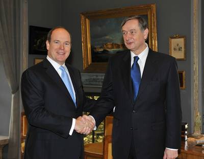 The President of the Republic of Slovenia, Dr Danilo T�rk, is received by HSH Prince Albert II of Monaco (photo: Ga�tan Luci/Palais Princier)