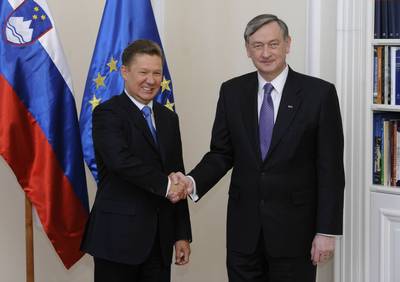 Slovenian President, Dr Danilo T�rk, receives Chairman of the Management Committee of Gazprom, Alexey Miller (photo: Neboj�a Teji�/STA)