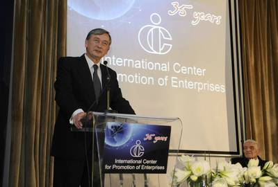 President Dr Danilo T�rk attended a ceremony organised on the occasion of the 35th anniversary of the operation of the International Centre for Promotion of Enterprises – ICPE (Photo: Neboj�a Teji�/STA)