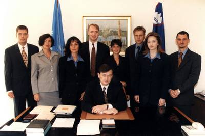 With Slovene diplomats in New York, 1999 (FA BOBO)