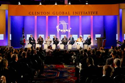 Predsednik republike dr. Danilo Trk se je udeleil odprtja rednega letnega zasedanja pobude Clinton Global Initiative z naslovom "Dialog voditeljev o podnebnih spremembah" (foto: Stanko Gruden/STA)
