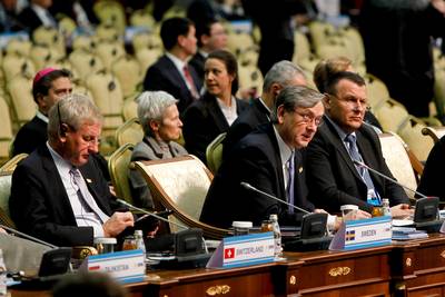 Predsednik Republike Slovenije dr. Danilo Trk je nastopil kot govornik na Vrhunskem zasedanju Organizacije za varnost in sodelovanje v Evropi (foto: Stanko Gruden/STA)