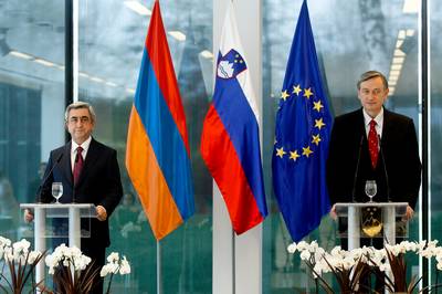 Predsednik Republike Slovenije dr. Danilo Trk je sprejel predsednika Republike Armenije Sera Sargsjana (foto: Stanko Gruden/STA)