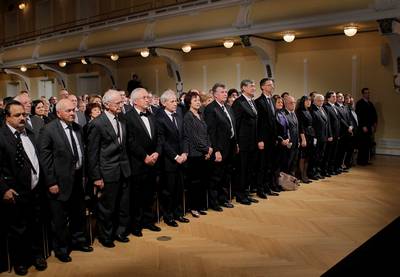 Predsednik republike dr. Danilo Trk se je udeleil slavnostne podelitve Zoisovih nagrad in priznanj, priznanja Ambasador znanosti Republike Slovenije in Puhovega priznanja (foto: Daniel Novakovi/STA)