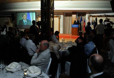 Predsednik republike dr. Danilo Trk se je udeleil slovesne podelitve priznanj Obrtno-podjetnike zbornice Slovenije v okviru Dnevov slovenske obrti in podjetnitva 2012 (foto: Neboja Teji/STA)