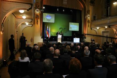 Predsednik republike dr. Danilo Trk se je udeleil slovesnosti ob 20. obletnici Olimpijskega komiteja Slovenije (foto: Neboja Teji/STA)