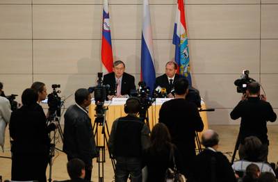 Predsednik Republike Slovenije dr. Danilo Trk se je sreal z guvernerjem Samarske pokrajine Vladimirjem Artjakovim (foto: Stanko Gruden/STA)