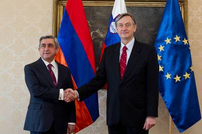 Predsednik Republike Slovenije dr. Danilo Trk je sprejel predsednika Republike Armenije Sera Sargsjana (foto: Stanko Gruden/STA)