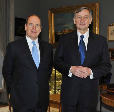 Predsednika Republike Slovenije dr. Danila Trka je sprejel knez Albert II. Monaki (foto: Gatan Luci/Palais Princier)