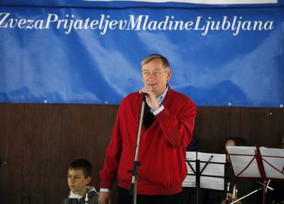 Predsednik republike dr. Danilo Trk se je udeleil zakljune prireditve programa Mestne zveze prijateljev mladine Ljubljana "Zeleni nahrbtnik" (foto: Tina Kosec/STA)